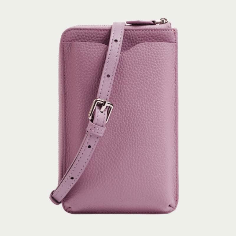 RFID Blocking Leather Phone Crossbody Wallet Bag with Adjustable Strap