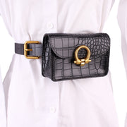 Stylish Waist Bag Retro Crocodile Print Mini Belt Purse