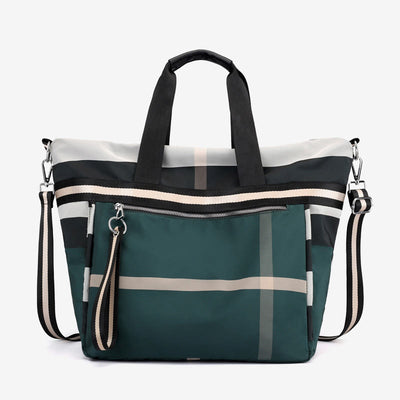 Tote Bag For Women Plaid Pattern Nylon Shoulder Bag