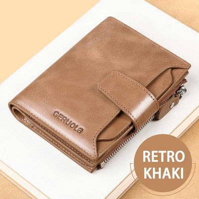 RFID Men's Real Cowhide Detachable Short Wallet