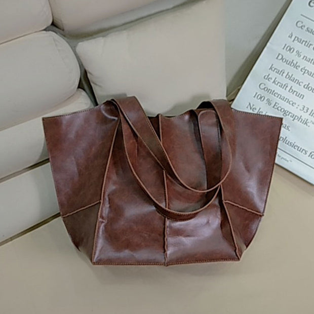 Vintage Oil Wax Leather Large Capacity Tote Bag