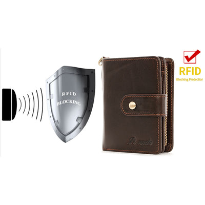 RFID Blocking Small Leather Wallet