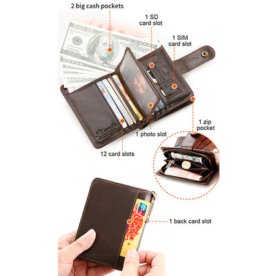 RFID Blocking Small Leather Wallet