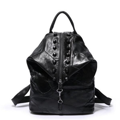 Genuine Leather Splice Rivet Backpack