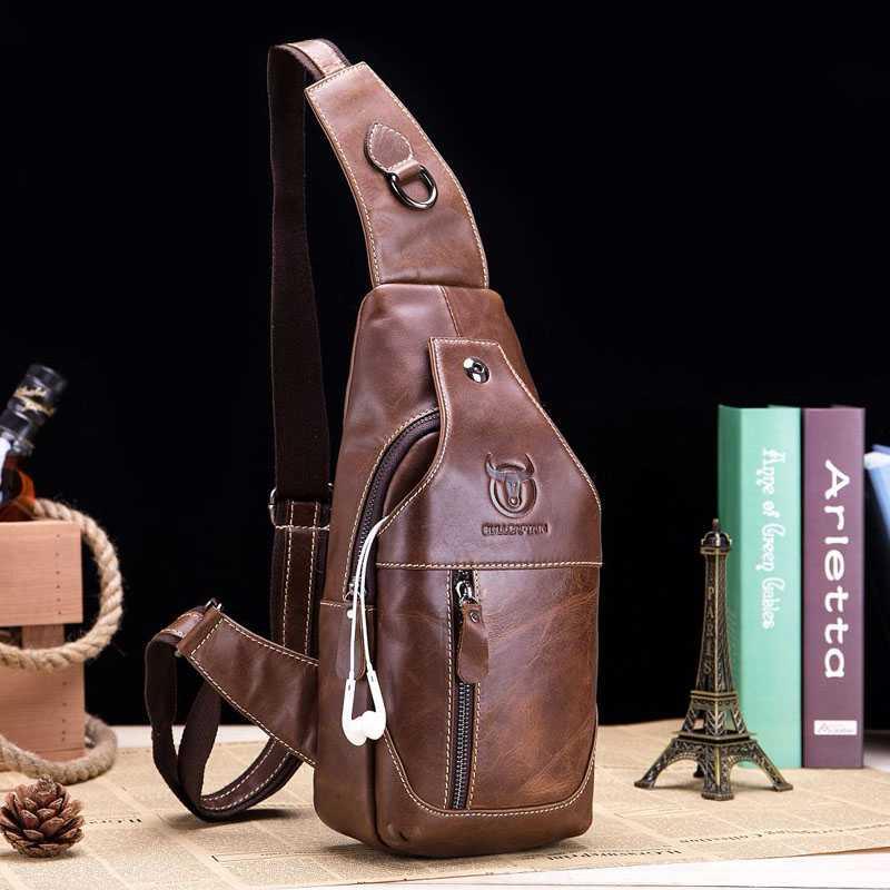 Genuine Leather Vintage Wearing  Resisting Sling Bag