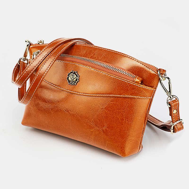 Retro Real Leather Crossbody Bag for Women Roomy Small Phone Bag