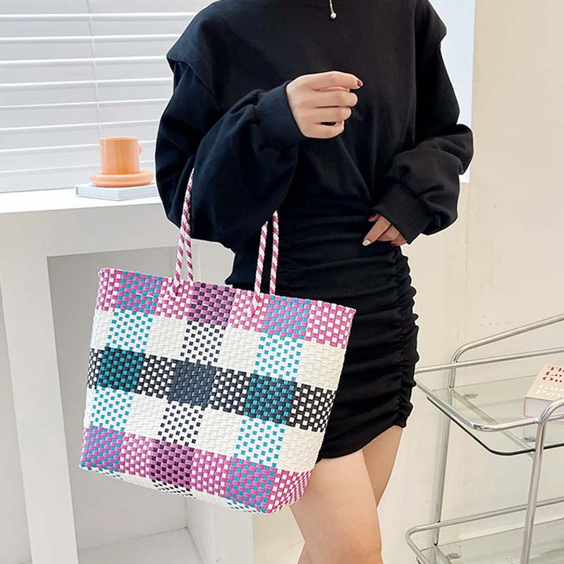 Large Capacity Woven Handbag Handmade Weaving Tote Bag for Beach Shopping