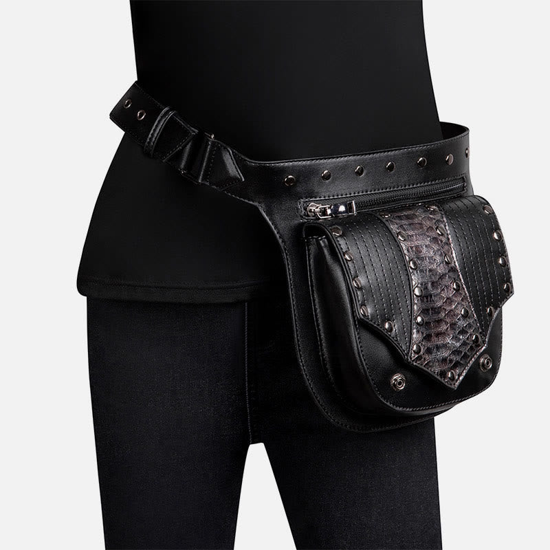 Steampunk Waist Bag For Women Men Rivet Leather Hip Pack