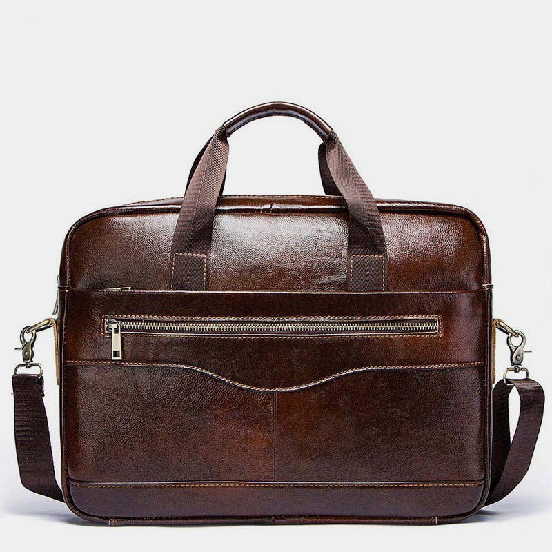 Multifunctional Genuine Leather Laptop Briefcase