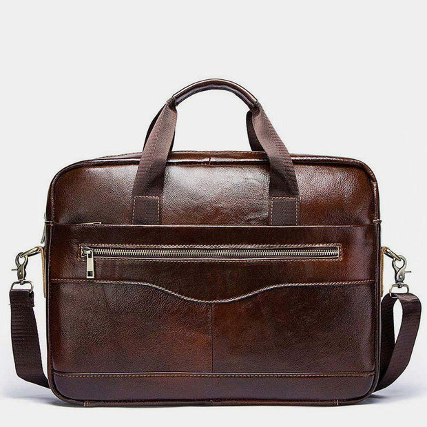 Multifunctional Genuine Leather Laptop Briefcase