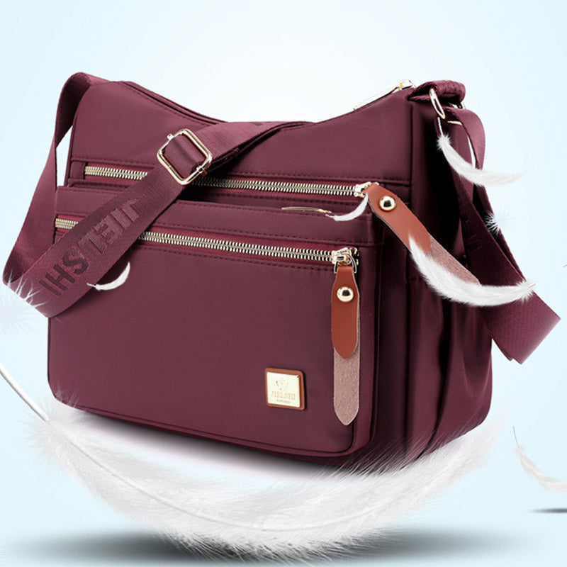 4 Zip Crossbody Nylon Purse for Women Casual Shoulder Bag