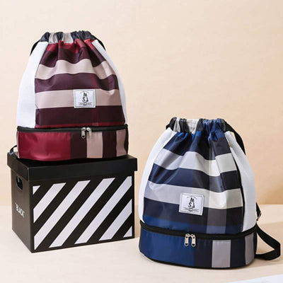 Waterproof Drawstring Backpack Sport Sack Mini Travel Daypack with Shoe Compartment