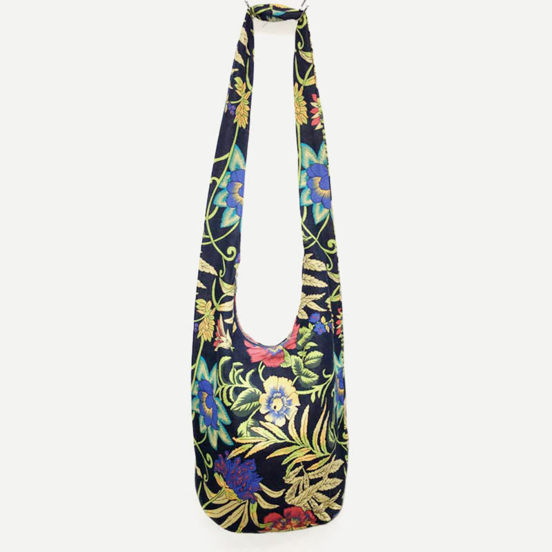 Shoulder Bag for Women Printing Flower Daily Cotton Crossbody Bag