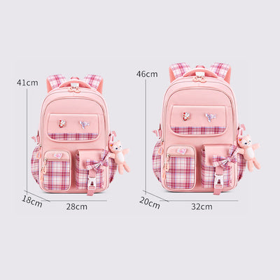 Backpack For Girls Cute Cartoon Pendant Lightweight Large Capacity Schoolbag