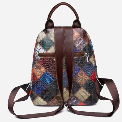 Backpack for Women Retro Contrast Color Geometrical Travel Pack