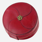 Round Coin Purse For Women Travel Genuine Leather Storage Bag
