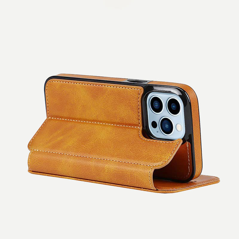 Phone Case for iPhone 14 Clamshell Leather Card Slot Case