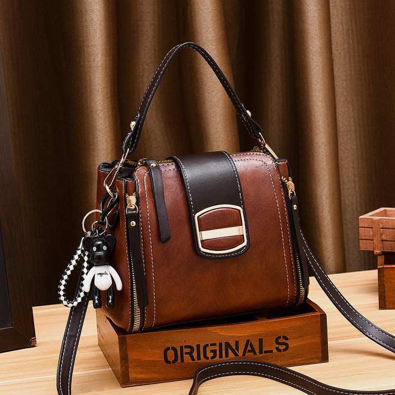 Top-Handle Bag for Women Daily Shopping Bucket Leather Crossbody Bag