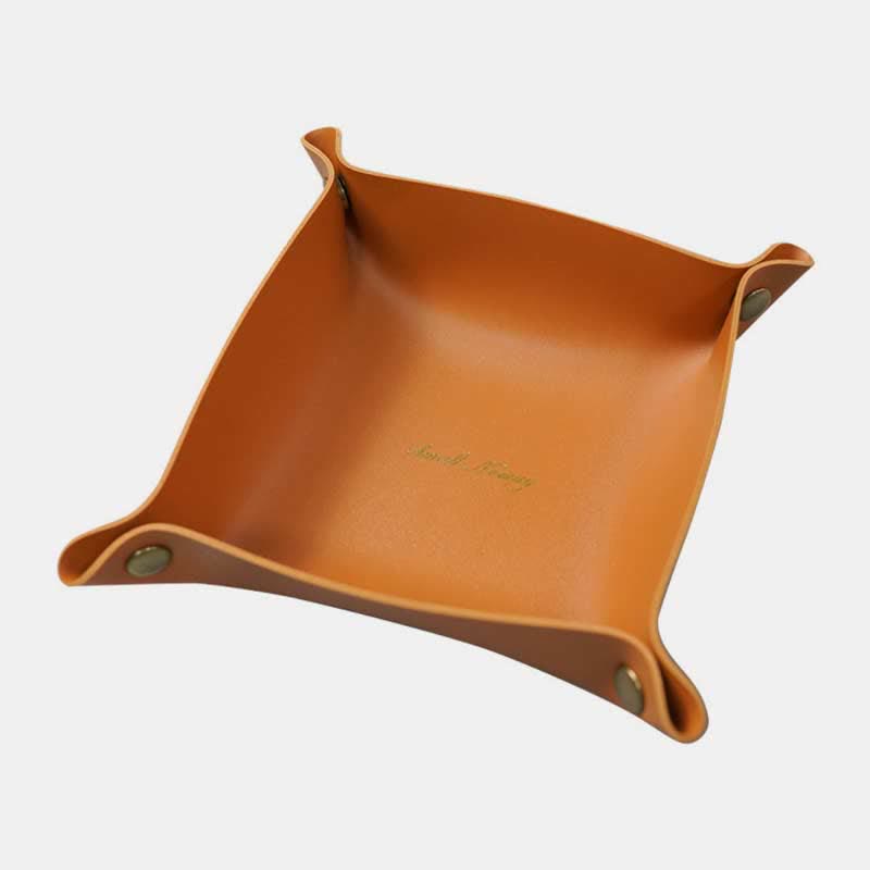 Leather Valet Tray Premium Catchall Trays Soft Foldable Table Desk Organizer