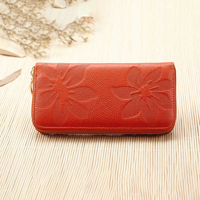 Wallet For Women Flower Print Large Capacity Long Cash Purse