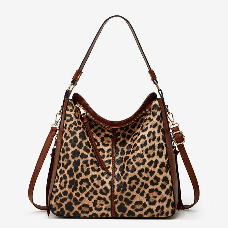 Leopard Milk Grain Ladies Tote Multiple Carry Leather Underarm Bag