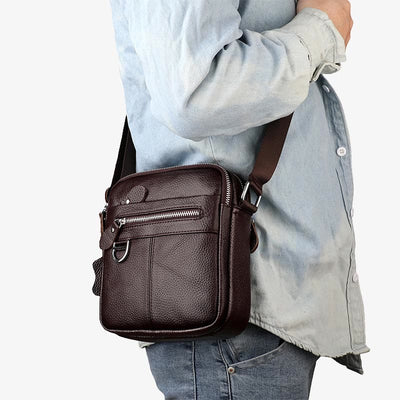 Crossbody Man Purse Minimalist Genuine Leather Single Shoulder Bag