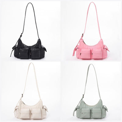 Horizontal Shoulder Bag For Women Multiple Pocket Minimalist Underarm Bag