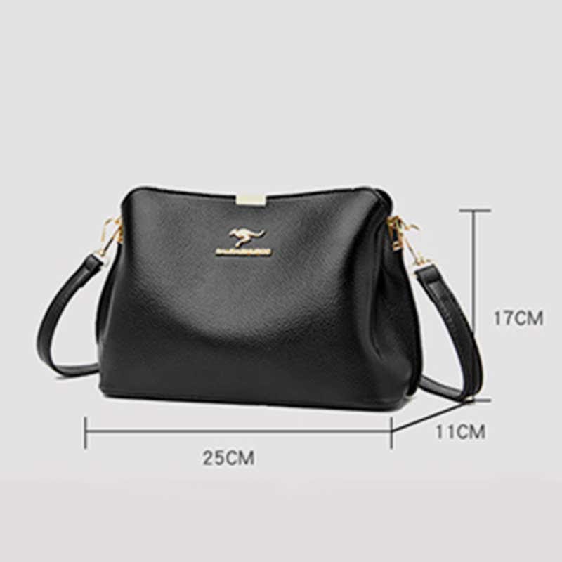 Small Leather Crossbody Handbags Purses Triple Compartment Crossover Shoulder Bag