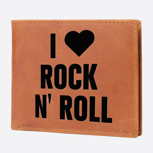 I Love Rock N Roll Engrave Wallet For Men RFID Purse