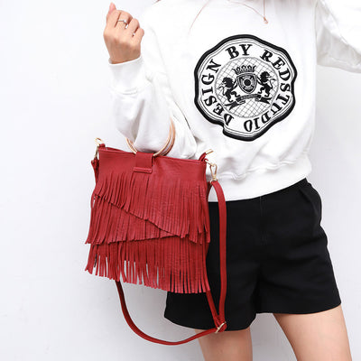 Tassel Leather Handbag For Women Music Party Classic Crossbody Bag