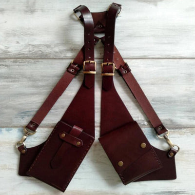 Retro Leather Phone Shoulder Holster with Adjustable Straps for Daily Costume Parties
