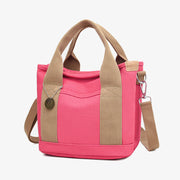 Portable Canvas Handbag Color Contrast Lightweight Crosswbody Bag Commuting Bag