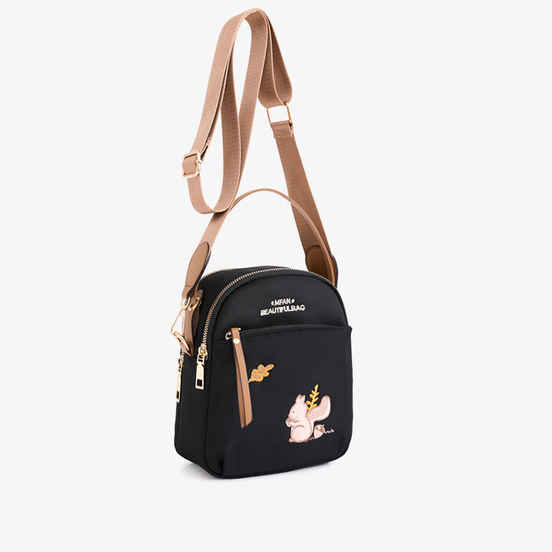 Squirrel Embroidery Oxford Phone Bag For Women Lightweight Crossbody Bag