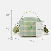 3 Layer  Nylon Crossbody Bag for Women Lightweight Plaid Printed Shoulder Bag