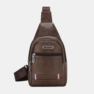 Sling Bag for Men Waterproof Brown Leather Business Crossbody Bag