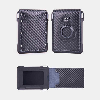 Genuine Leather Airtag Wallet RFID Blocking Quick Access Badge Card Holder