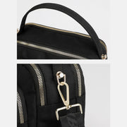 Triple Zip Crossbody Bag for Women Waterproof Lightweight Nylon Shoulder Handbag