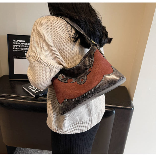 Retro Underarm Bag For Women Commutor Soft Lint Shoulder Bag