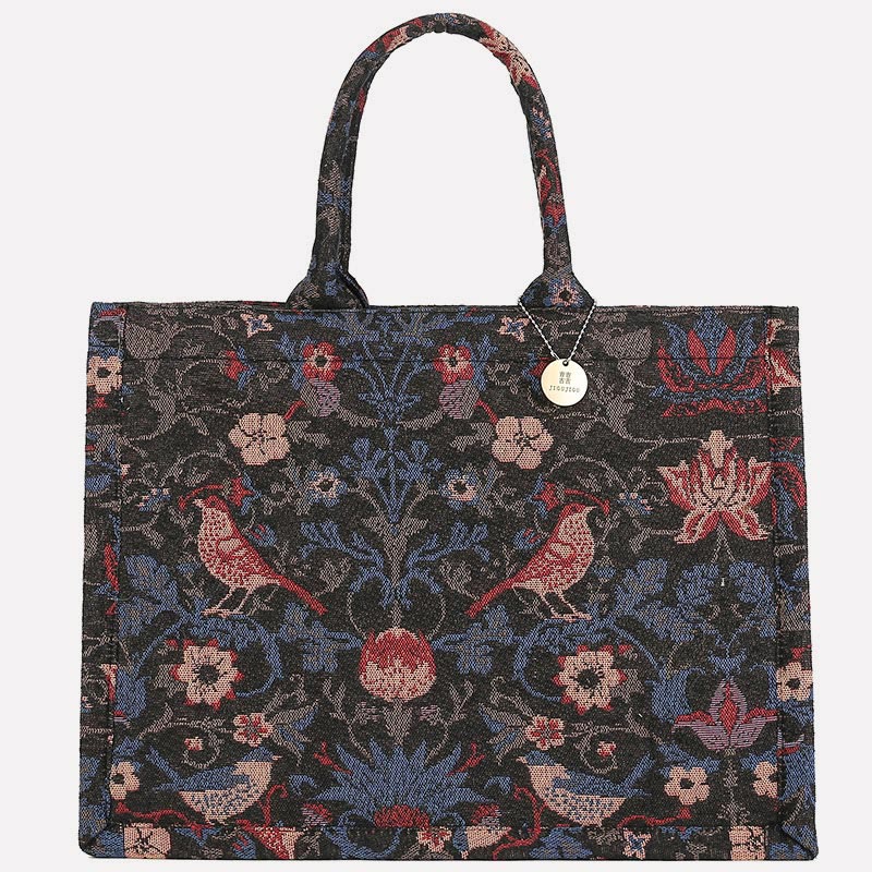 Tote Bag For Women Simple Retro Large Capacity Flower Handbag