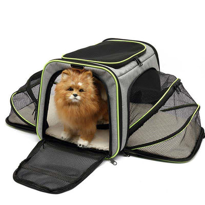 Expandable Pet Carrier Portable Soft-Sided Pet Travel Bag with Ventilated Design