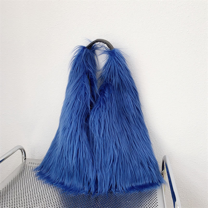 Large Shoulder Bag For Women Party Faux Fur Plush Tote