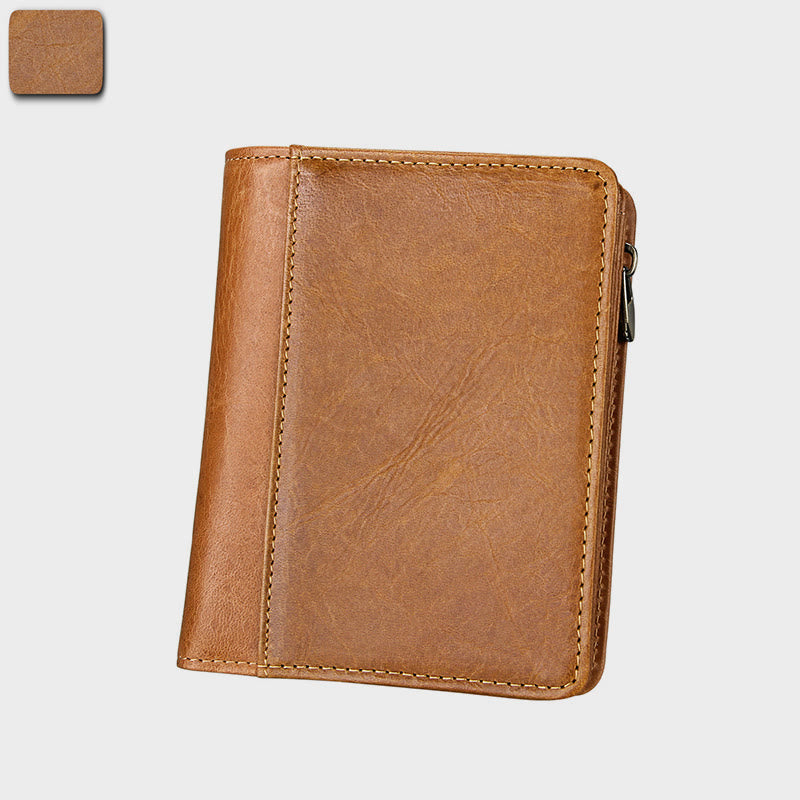 Wallet For Men Retro Genuine Leather Multi Pocket Money Clip