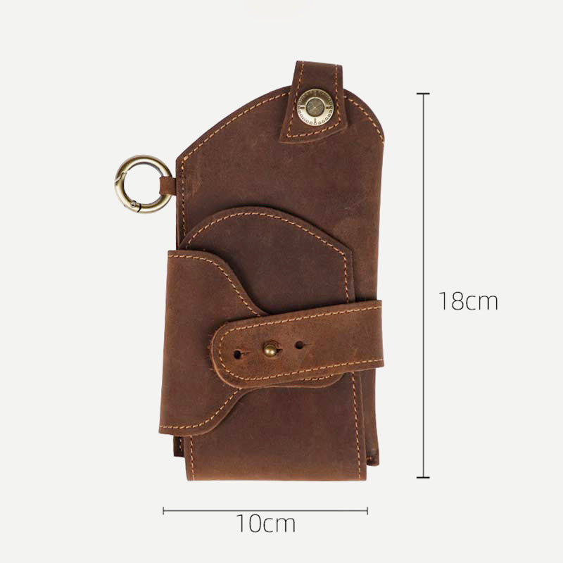 Genuine Leather Men Cell Phone Holster Pouch Phone Bag Belt Holder