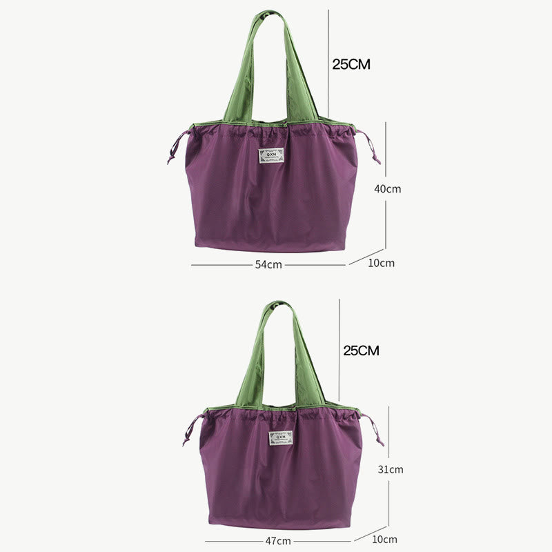 Shopping Tote For Women Large Capacity Drawstring Foldable Shoulder Bag