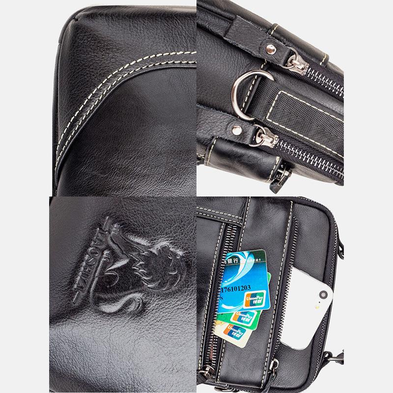 Genuine Leather Multifunction Multi-pockets Crossbody Bag