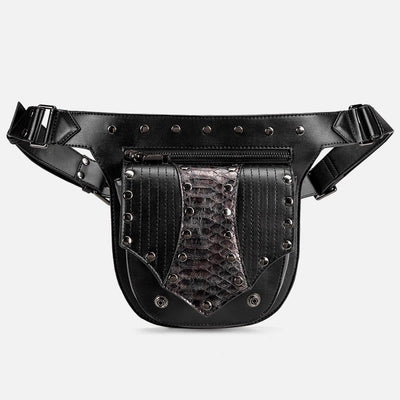 Steampunk Waist Bag For Women Men Rivet Leather Hip Pack