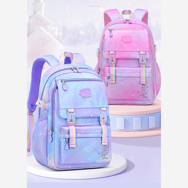 Backpack For Kids Gradient Color Lightweight Large Capacity Daily Schoolbag