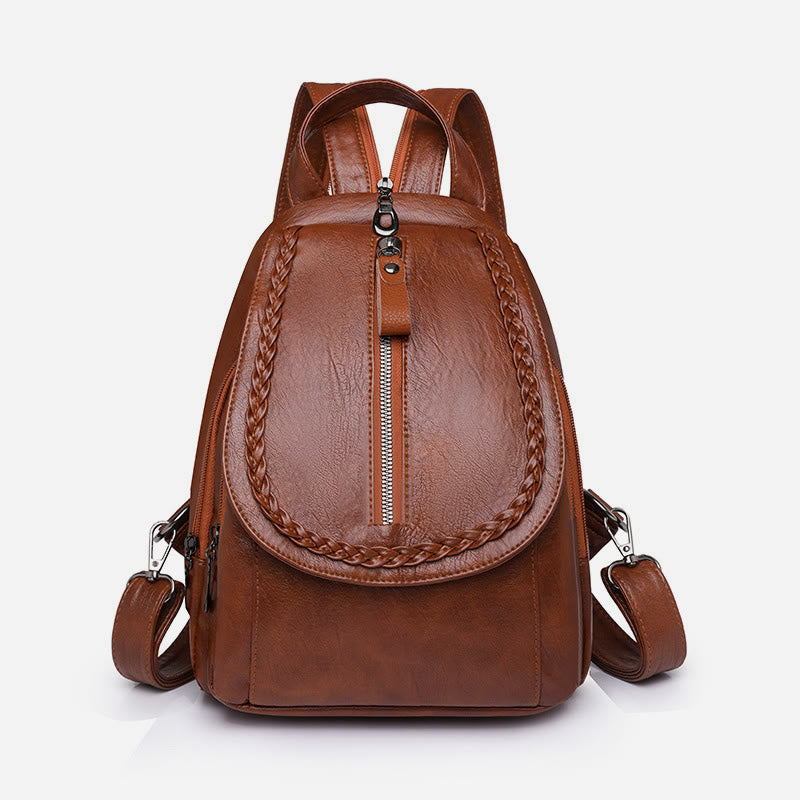 Twist Clamshell Leather Backpack Convetible Sling Bag For Women