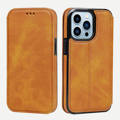 Phone Case for iPhone 14 Clamshell Leather Card Slot Case