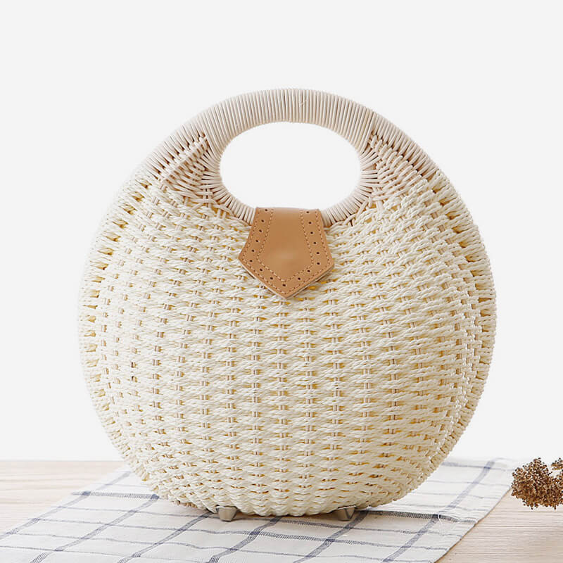 Casual Rattan Round Handbag